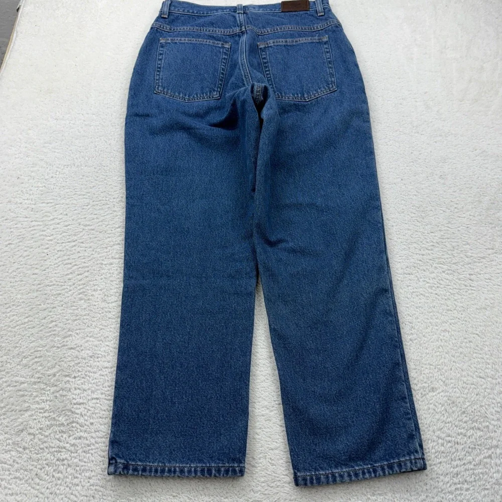LL Bean Double L Relaxed Fit Flannel Lined Jeans Blue Plaid Womens‎ 12 Pet